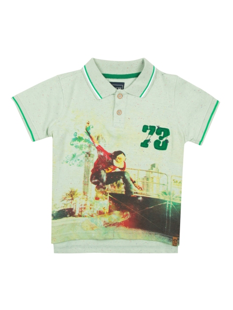 

Cherokee Boys Green Printed Polo Collar T-shirt