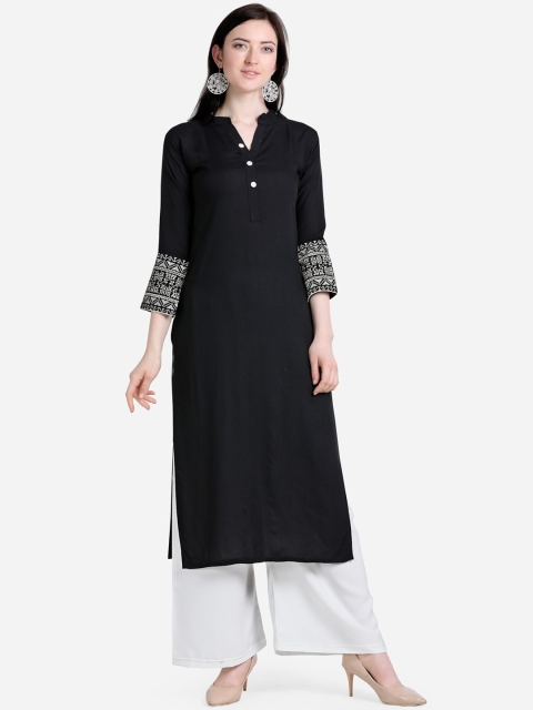 

Florence Women Black & White Solid Kurta with Palazzos