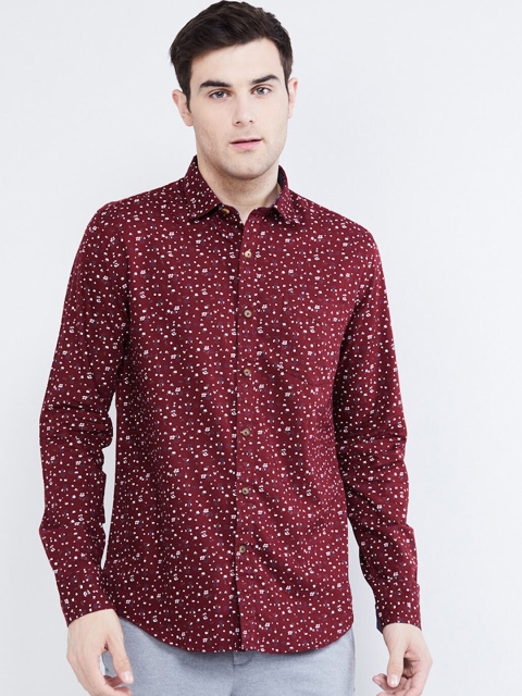 

max Men Maroon & Off-White Regular Fit Printed Casual Shirt