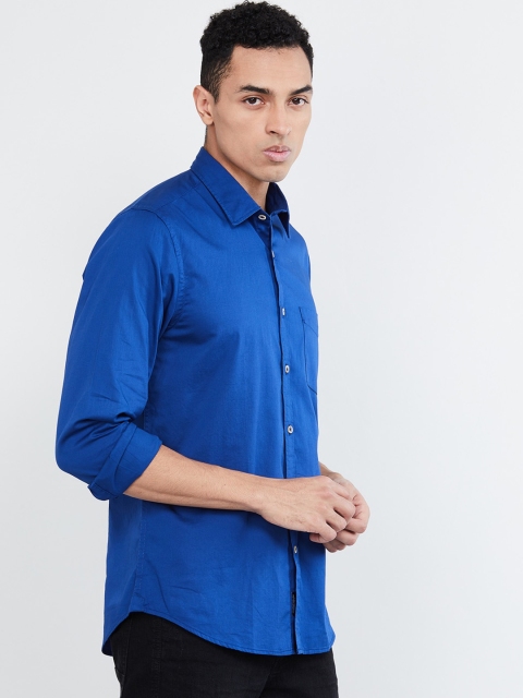 

max Men Blue Regular Fit Solid Casual Shirt
