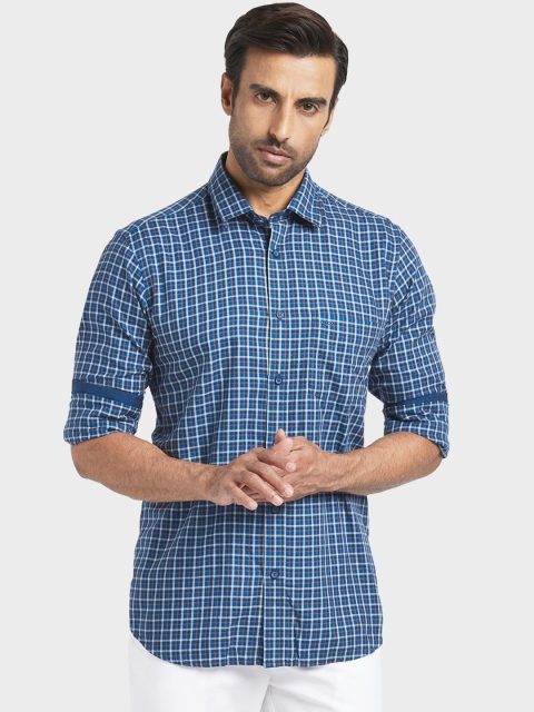 

ColorPlus Men Blue Regular Fit Checked Casual Shirt