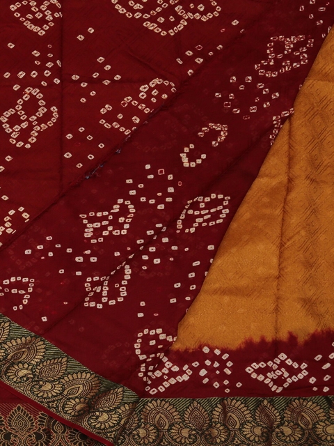 

Pothys Maroon & Mustard Yellow Art Silk Printed Saree