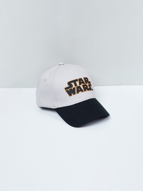 

max Boys Grey & Black Printed Snapback Cap