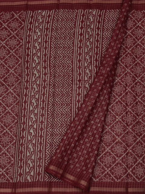 

Pothys Maroon Solid Jute Silk Saree