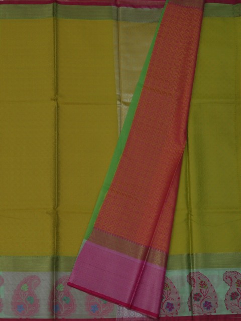 

Pothys Olive Green Solid Jute Cotton Saree