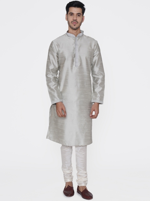 

TABARD Men Silver-Toned Printed Straight Kurta