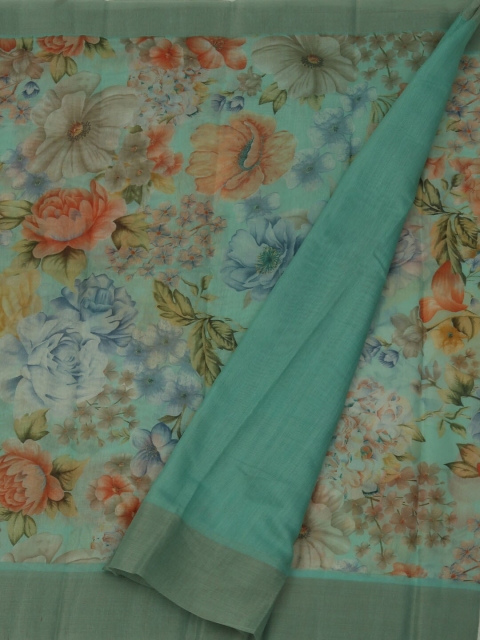 

Pothys Blue Solid Linen Blend Saree