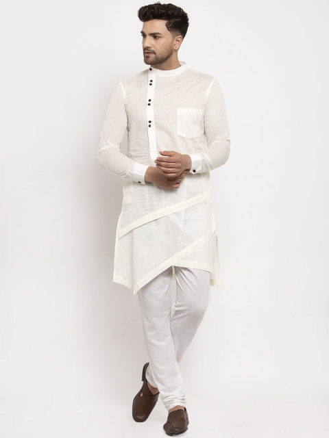 

KLOTTHE Men Off-White Solid Kurta with Churidar