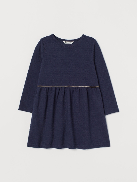 

H&M Girls Navy Blue Solid Sustainable Jersey Dress