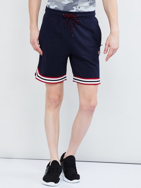 

max Men Navy Blue Solid Lounge Shorts