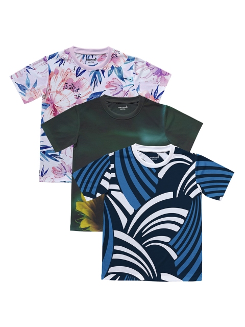 

mezmoda Girls Pack Of 3 Printed Round Neck T-shirt, Blue
