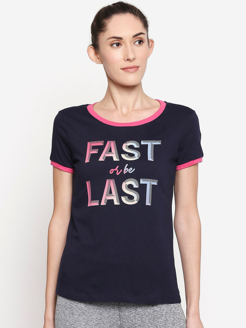 

Ajile by Pantaloons Women Navy Blue Printed Round Neck T-shirt
