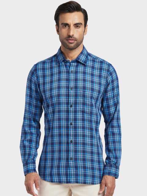 

ColorPlus Men Blue Regular Fit Checked Casual Shirt
