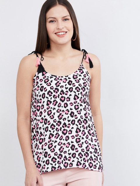 

max Women White & Pink Printed Top