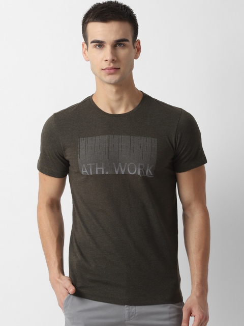

Louis Philippe Sport Men Olive Green Printed Round Neck T-shirt