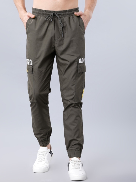 

LOCOMOTIVE Men Olive Green Slim Fit Solid Joggers
