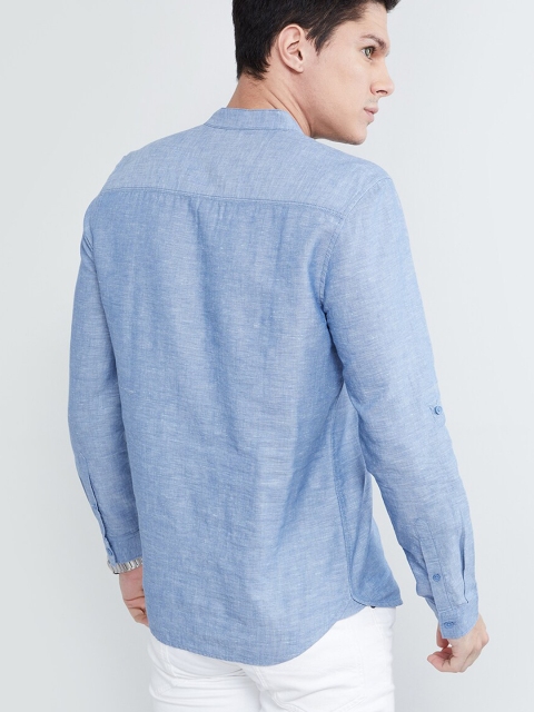 

max Men Blue Regular Fit Solid Casual Shirt