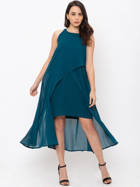 

Iti Women Teal Green Solid A-Line Dress