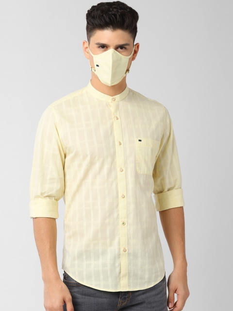 

Peter England Men Yellow Slim Fit Checked Neem-Tulsi Casual Shirt