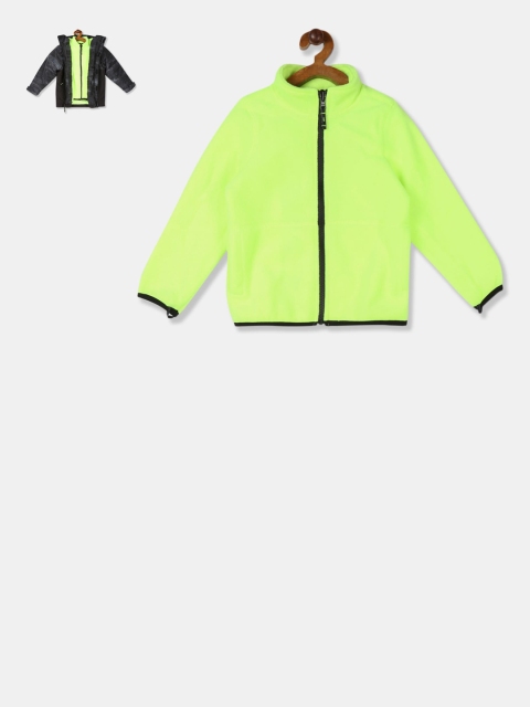 

The Childrens Place Boys Black & Fluorescent Green 3 in 1 Reversible Sporty Jacket