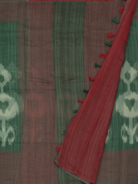 

Pothys Green Colourblocked Linen Blend Saree
