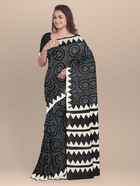 

BharatSthali Black Printed Pure Cotton Saree