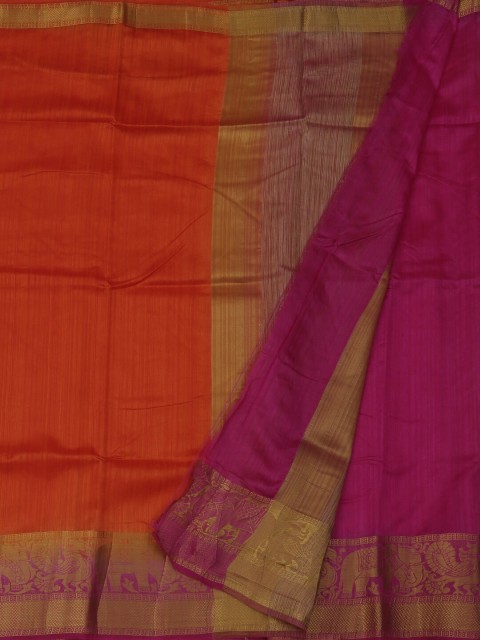 

Pothys Orange & Purple Jute Silk Woven Design Saree