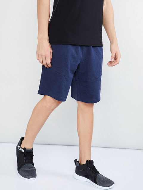 

max Men Navy Blue Solid Lounge Shorts