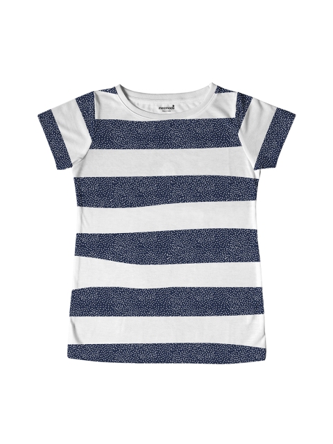 

mezmoda Girls Blue Striped Round Neck T-shirt