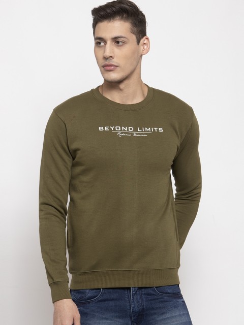 

Rodamo Men Olive Green Printed Sweatshirt