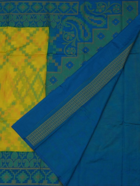 

Pothys Yellow & Blue Jute Silk Printed Saree