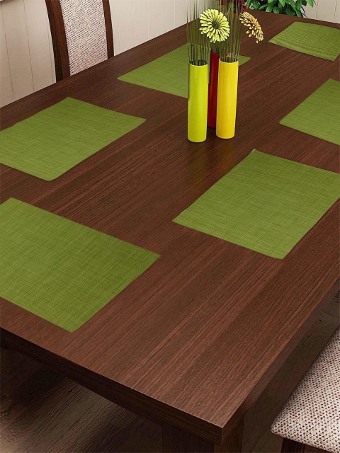 

BIANCA Set of 6 Green Solid Dining Table Mats