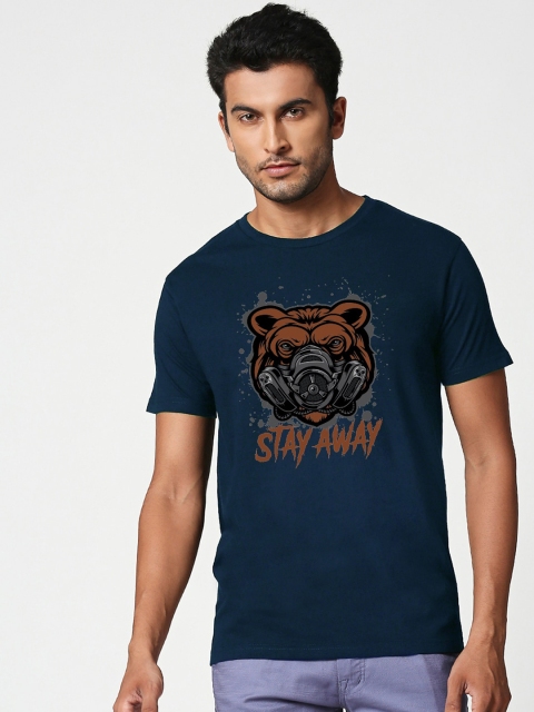 

Bewakoof Men Blue Printed Round Neck T-shirt