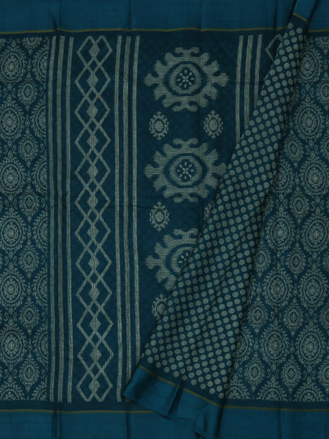 

Pothys Navy Blue & Off-White Linen Blend Printed Saree