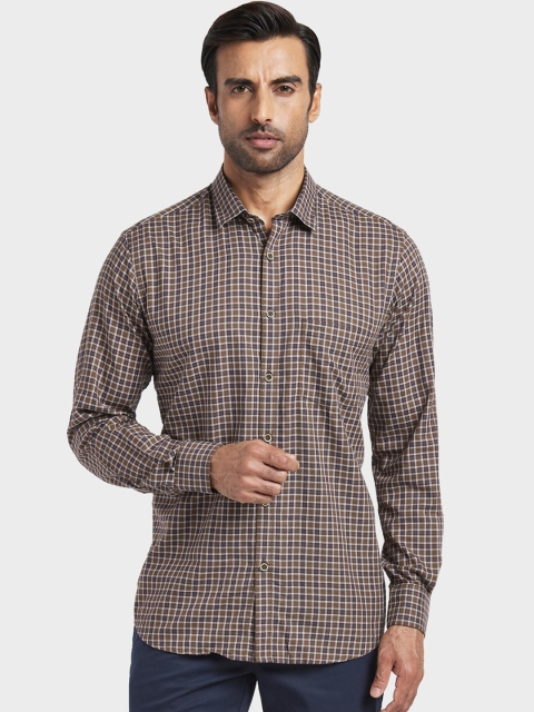 

ColorPlus Men Brown Regular Fit Checked Casual Shirt