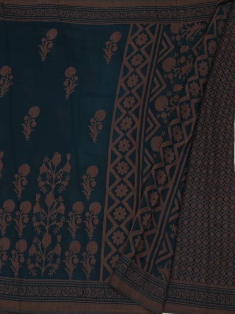 

Pothys Navy Blue Printed Linen Blend Saree