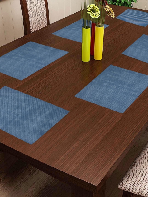 

BIANCA Set Of 6 Navy Blue Textured Table Placemats