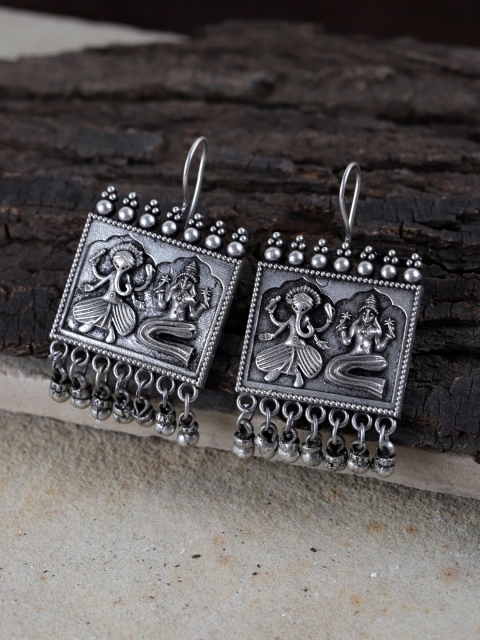 

Fabstreet Silver-Plated Square Drop Earrings