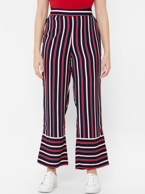 

Juliet Women Red & Navy Blue Striped Flared Palazzos