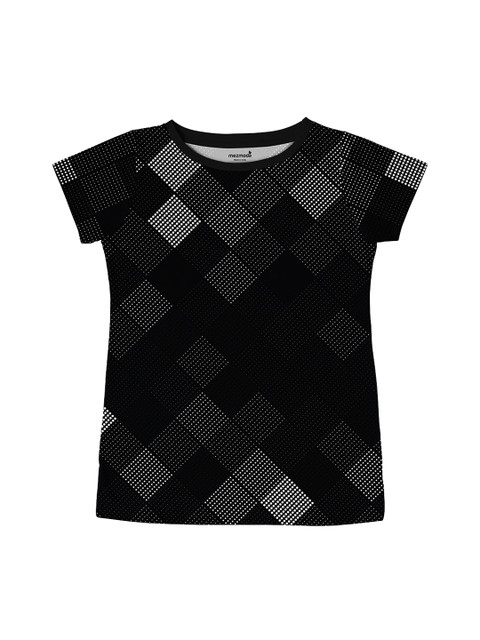 

mezmoda Girls Black Printed Round Neck T-shirt