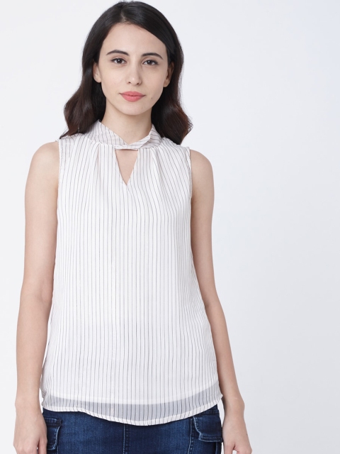 Deal Jeans Women White Striped Top