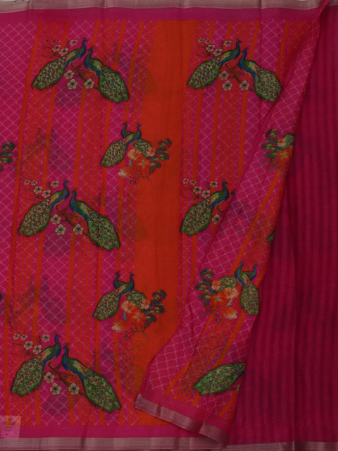 

Pothys Pink Solid Jute Silk Saree