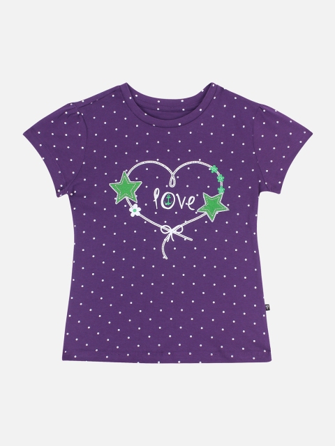 

PROTEENS Girls Purple Printed Round Neck T-shirt