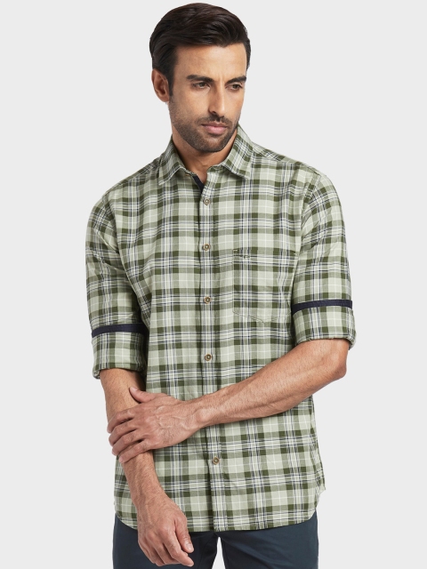 

ColorPlus Men Green Regular Fit Checked Casual Shirt