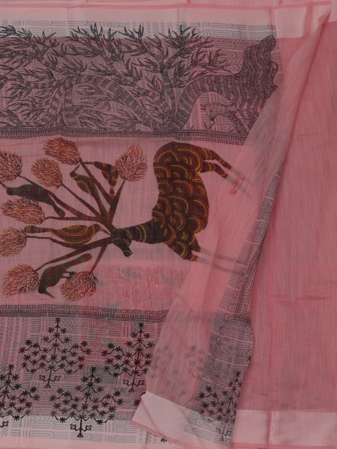 

Pothys Pink Solid Jute Silk Saree