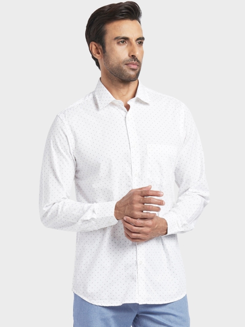 

ColorPlus Men White Regular Fit Printed Casual Shirt