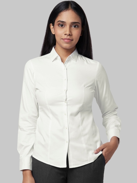 

Park Avenue Woman Women Off-White Regular Fit Solid Formal Shirt