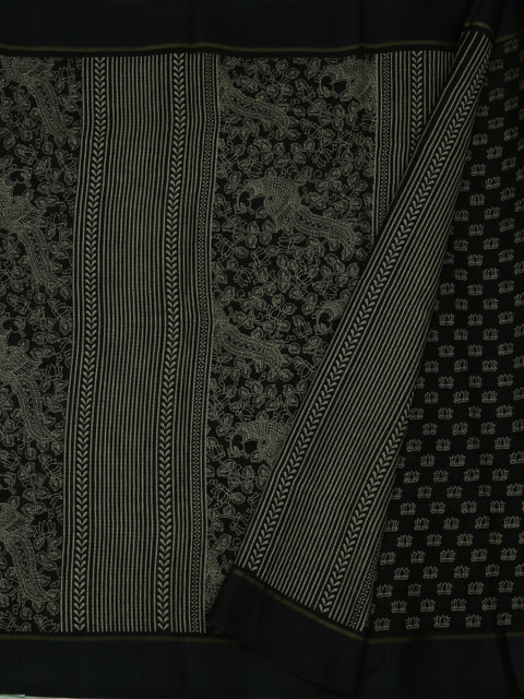 

Pothys Black Printed Jute Silk Saree