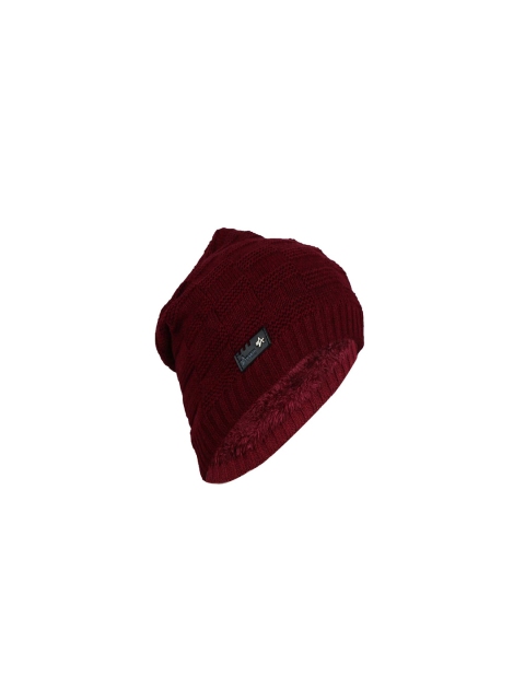 

Bunnywave Unisex Maroon Self Design Beanie