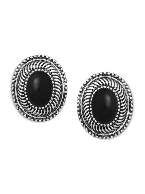 

TOKYO TALKIES X rubans FASHION ACCESSORIES Silver Plated Handcrafted Black Oval Studs